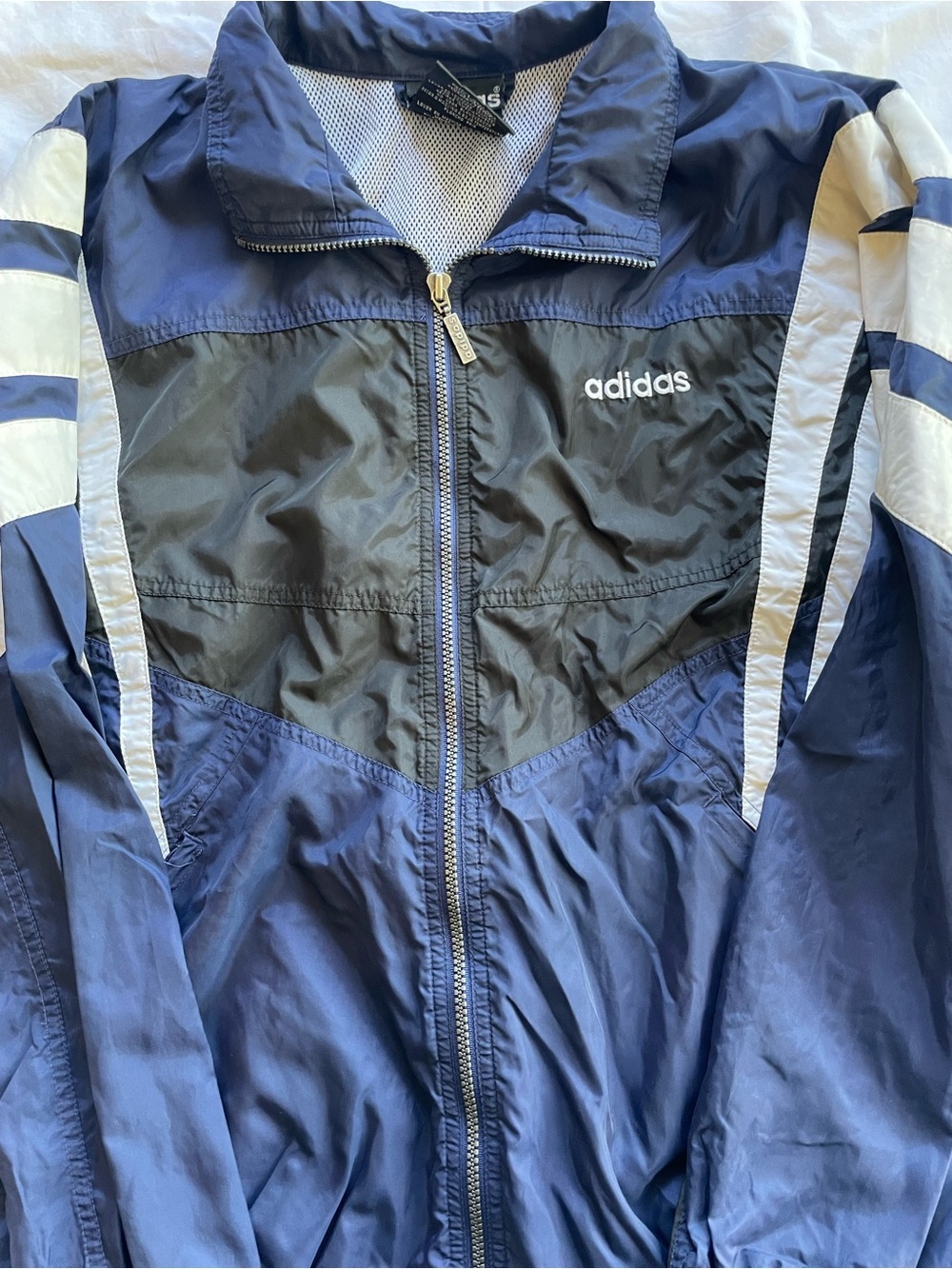 adidas Navy and Black Zip-Front Sport Jacket Size Medium - Picture 2 of 3